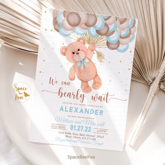 Invitation Baby shower de l'ours en peluche Invita