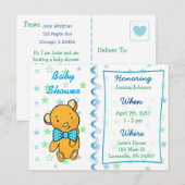 Invitation Baby shower de l'ours en peluche mignon (Devant / Derrière)