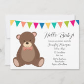 Invitation Baby shower de l'ours en peluche mignon (Devant)