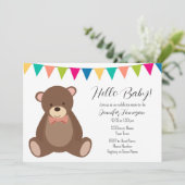 Invitation Baby shower de l'ours en peluche mignon (Debout devant)