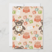 Invitation Baby shower de l'ours en peluche mignon (Dos)