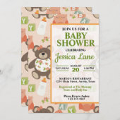 Invitation Baby shower de l'ours en peluche mignon (Devant / Derrière)