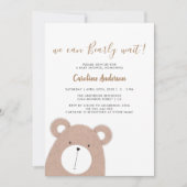 Invitation Baby shower de l'ours en peluche mignon (Devant)