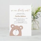 Invitation Baby shower de l'ours en peluche mignon (Debout devant)