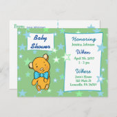 Invitation Baby shower de l'ours en peluche mignon (Devant / Derrière)