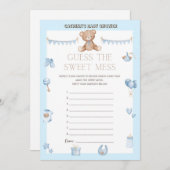 Invitation Baby shower de l'ours en peluche - Nom modifiable, (Devant / Derrière)