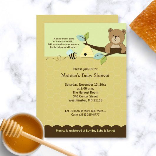 Invitation Baby shower de l'ours et de la bosse de