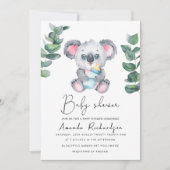 Invitation Baby shower de l'ours Koala (Devant)