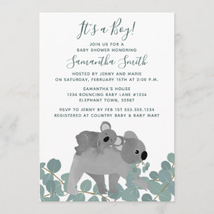 Invitation Baby shower de l'ours Koala