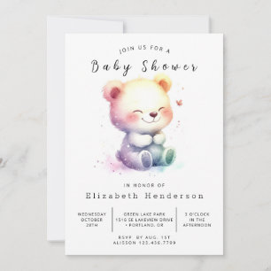 Invitation Baby shower de l'ours neutre par sexe