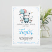 Invitation Baby shower de l'ours Panda (Debout devant)