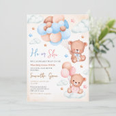 Invitation Baby shower de l'ours revel de sexe (Debout devant)