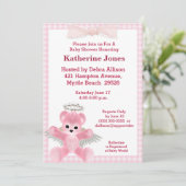 Invitation Baby shower de l'ours rose (Debout devant)