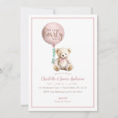 Invitation Baby shower de l'ours rose Teddy Bearly Wait Invit (Devant)
