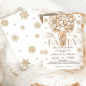 Invitation Baby shower de l'ours Winter Snowflakes & Balloons