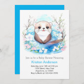 Invitation Baby shower de loutres d'aquarelle (Devant / Derrière)