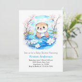 Invitation Baby shower de loutres d'aquarelle (Debout devant)