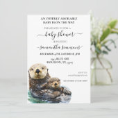 Invitation Baby shower de loutres de mer Aquarelle adorable (Debout devant)