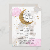 Invitation Baby shower de lune (Devant / Derrière)