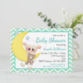 Invitation Baby shower de lune d'agneau et de croissant (Debout devant)