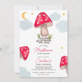 Invitation Baby shower de lune de petit champignon rouge (Devant)