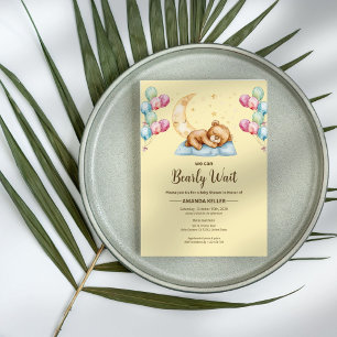 Invitation Baby shower de lune d'ours en peluche
