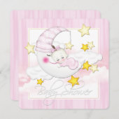 Invitation Baby shower de lune rose (Devant / Derrière)