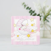 Invitation Baby shower de lune rose (Debout devant)