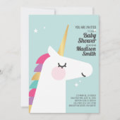Invitation Baby shower de l'Unicorne arc-en-ciel (Devant)