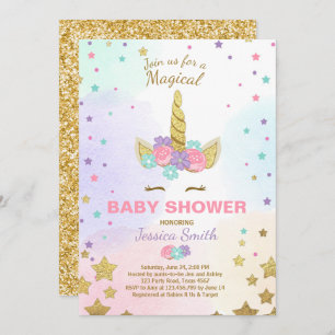 Invitation Baby shower de l'Unicorne Pink Gold Mag