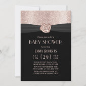 Invitation Baby shower de luxe moderne Rose Gold Floral Ribbo (Devant)