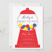 Invitation Baby shower de machine de gumball moderne et neutr (Devant)