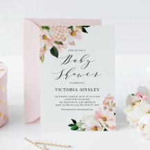 Baby shower de Magnolias et d'Hydrangeas roses
