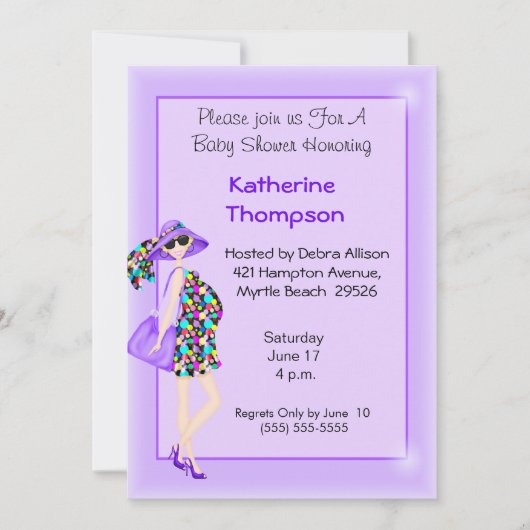 Invitation Baby shower de maman enceinte (Devant)