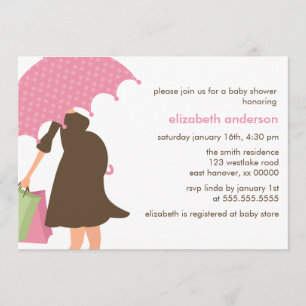 Invitation Baby shower de maman enceinte à parapluie rose