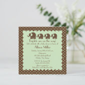 Invitation Baby shower de maman et d'éléphant de triplets (Debout devant)