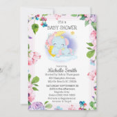 Invitation Baby shower de maman florale rose violet (Devant)