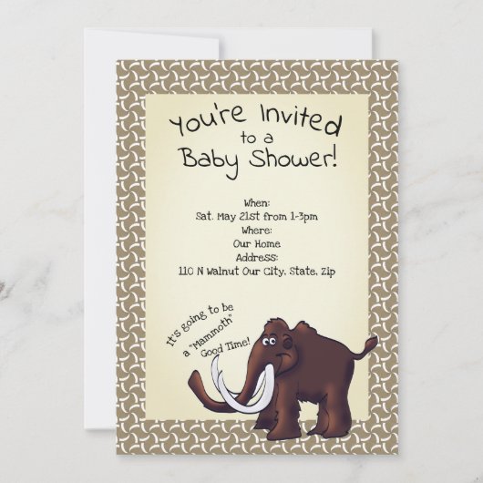 Invitation Baby shower de mammouth laineux (Devant)