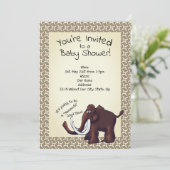 Invitation Baby shower de mammouth laineux (Debout devant)