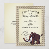 Invitation Baby shower de mammouth laineux (Devant / Derrière)