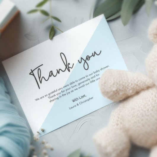 Invitation Baby shower de manutention moderne bleu merci