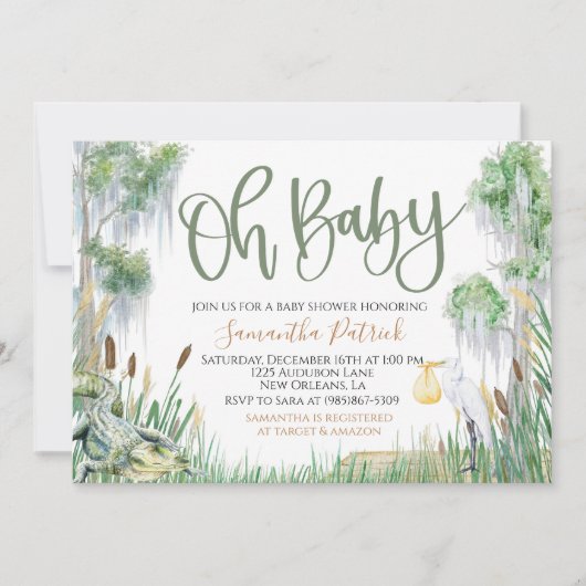 Invitation Baby shower de marais Bayou (Devant)