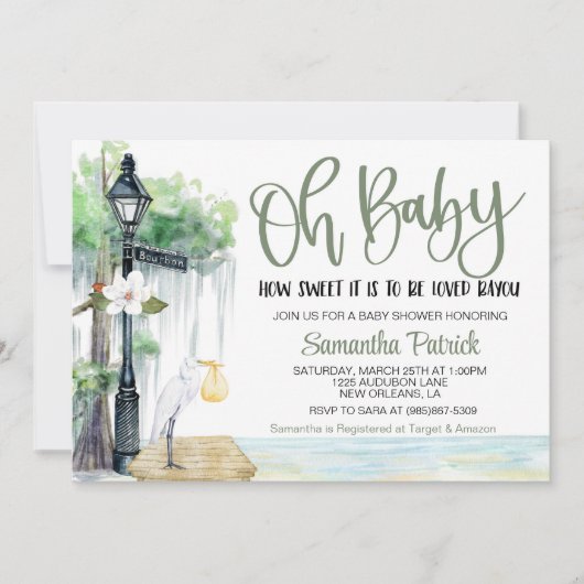 Invitation Baby shower de marais Bayou (Devant)