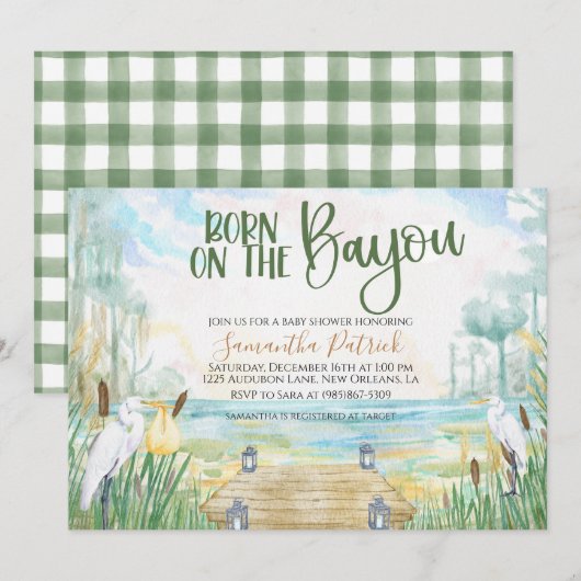 Invitation Baby shower de marais Bayou (Devant / Derrière)