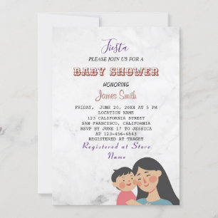 Invitation Baby shower de Marbre blanc de Personnaliser de no