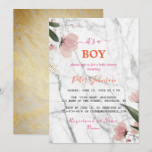 Invitation Baby shower de Marbre blanc de Personnaliser de no (Devant / Derrière)