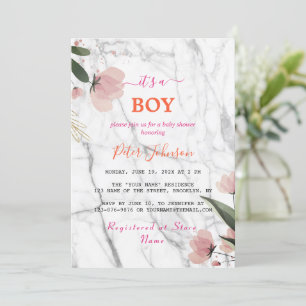 Invitation Baby shower de Marbre blanc de Personnaliser de no