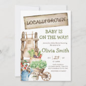 Invitation Baby shower de marché rustique cultivé localement (Devant)