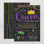 Invitation Baby shower de Mardi Gras Girl (Devant / Derrière)