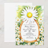 Invitation Baby shower de marguerite aquarelle (Devant / Derrière)